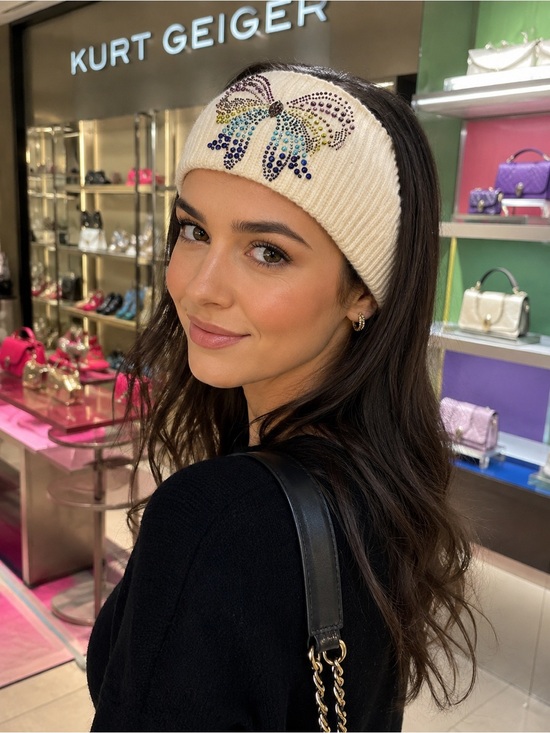 Kurt Geiger Accessories - Kurt Geiger Cream Knit hair band with Multicolor Crystal Butterfly